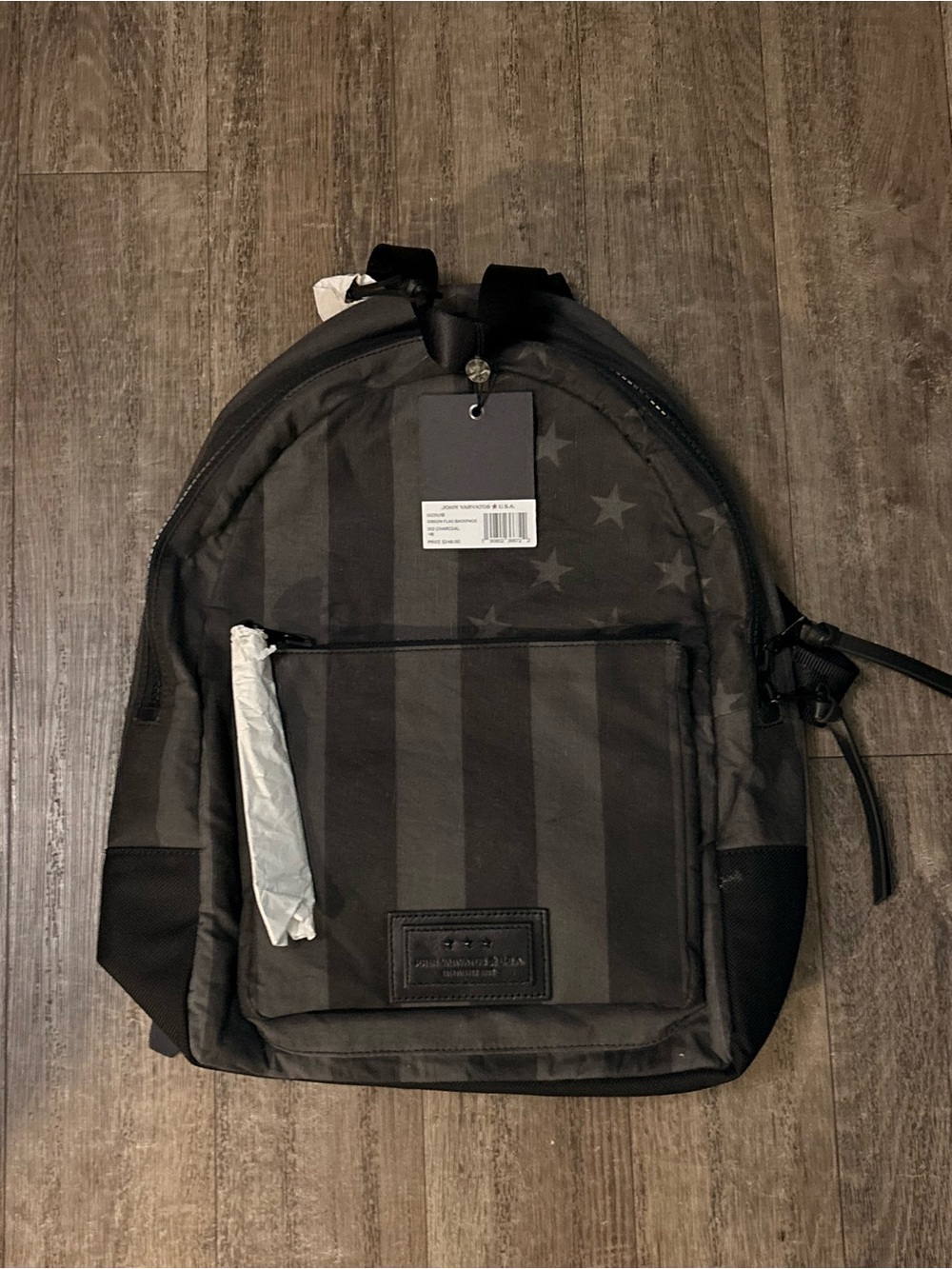 John Varvatos Star USA Gibson Flag Print Black Backpack